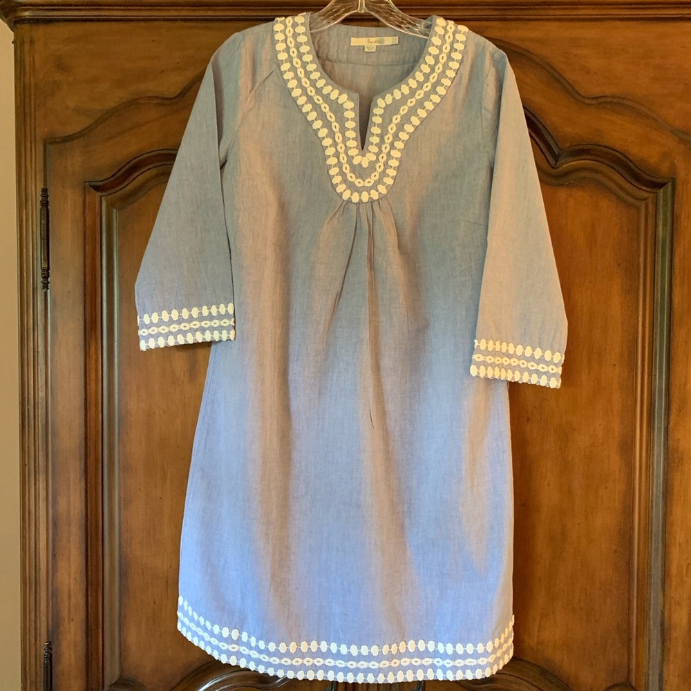 Boden Blue/White Embroidery Dress
